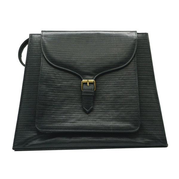 Elegant Black Textured Leather Handbag - Levo