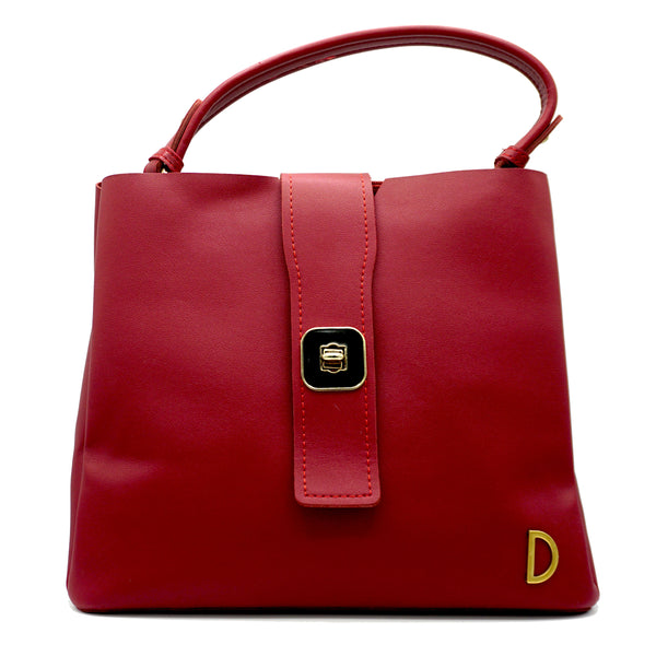 Elegant Red Leather Handbag - Levo