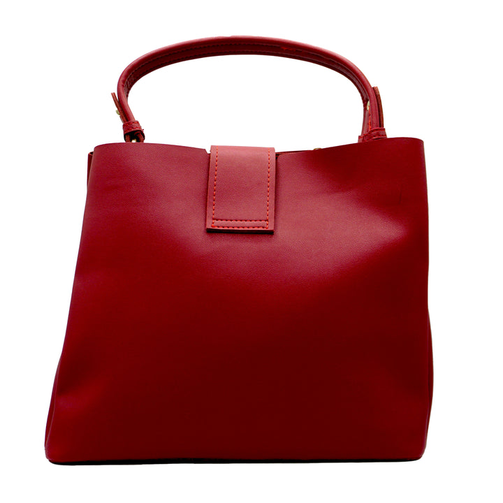 Elegant Red Leather Handbag - Levo