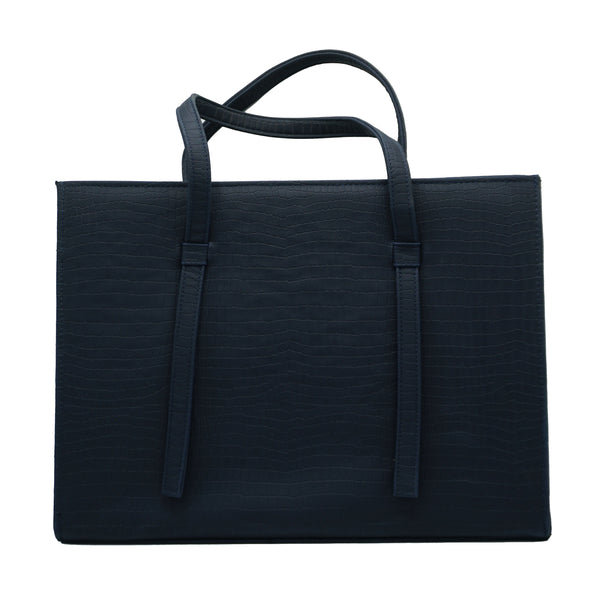Elegant Black Croc-Embossed Women’s Tote Bag - Levo