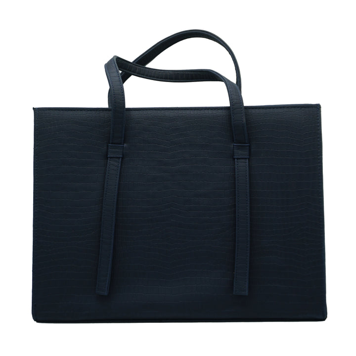 Elegant Black Croc-Embossed Women’s Tote Bag - Levo