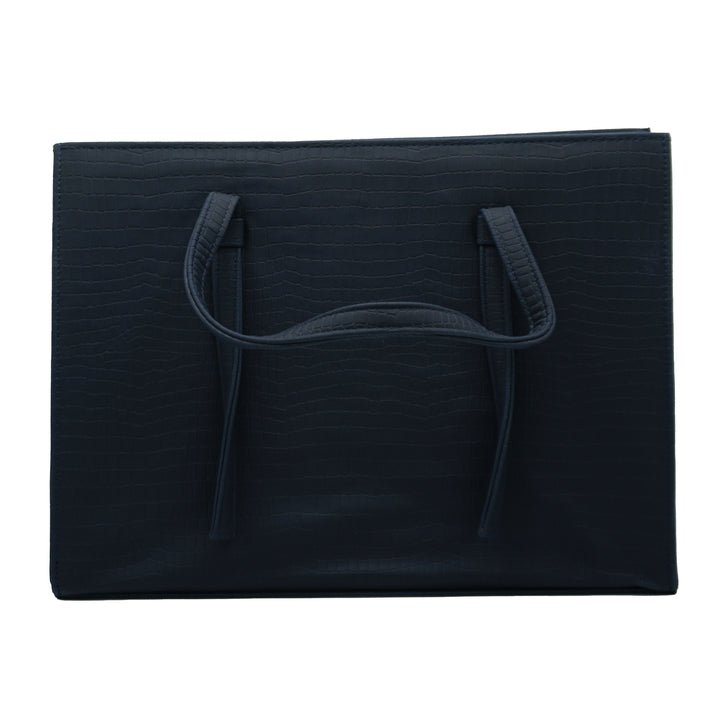 Elegant Black Croc-Embossed Women’s Tote Bag - Levo