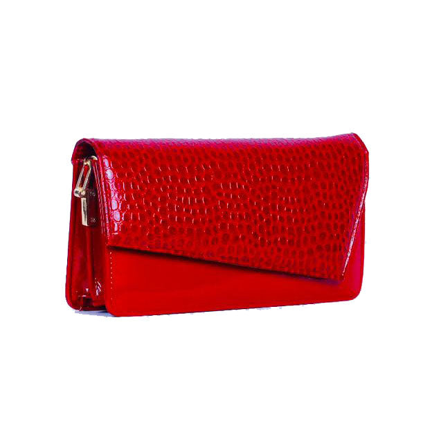 Unze London Red Crocodile Pattern Long Clutch - Levo