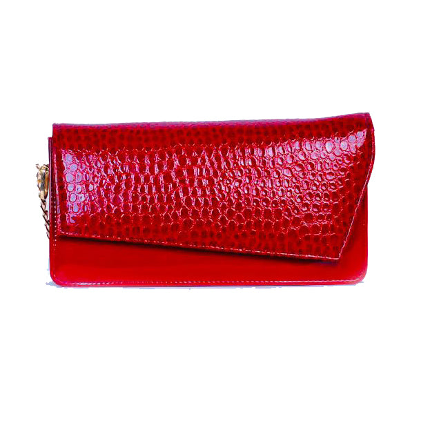 Unze London Red Crocodile Pattern Long Clutch - Levo