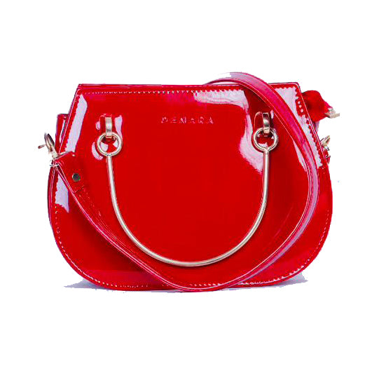 Denara Glossy Red Handbag - Levo