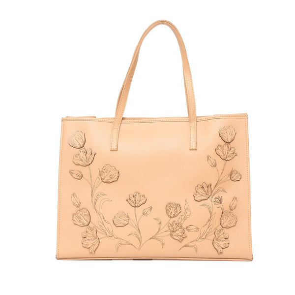 Elegant Floral Embossed Tote Bag - Levo