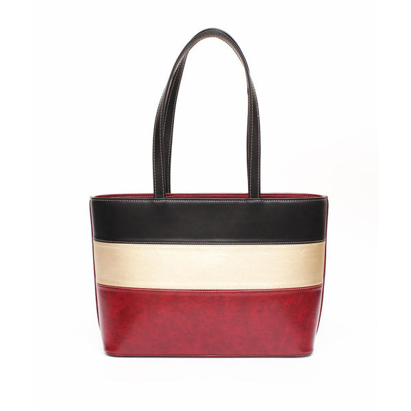 Stylish Tri-Color Tote Bag - Levo