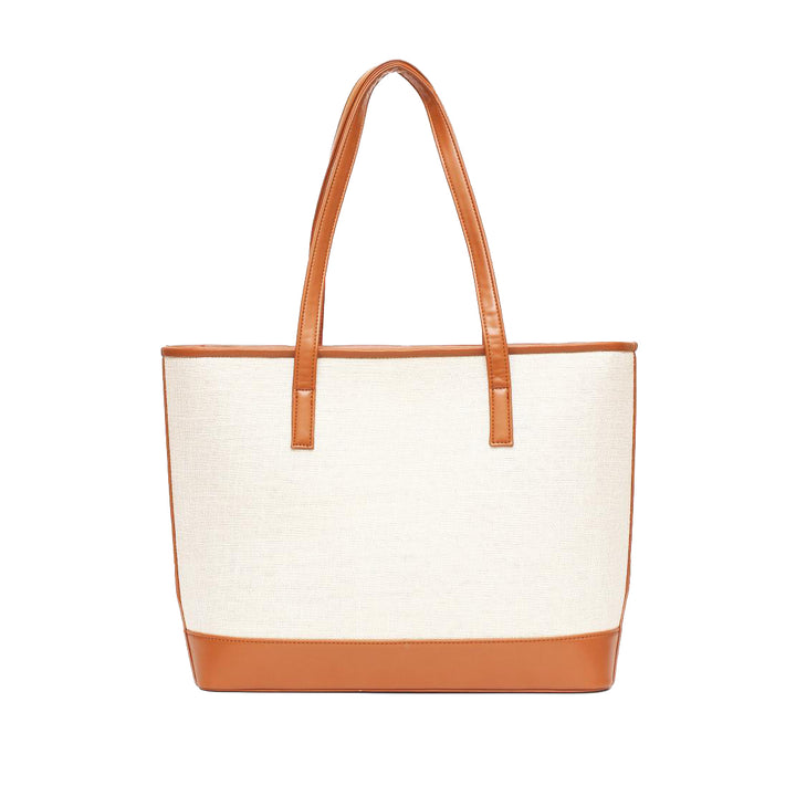 Modern Canvas and Leather Tote Bag - Levo