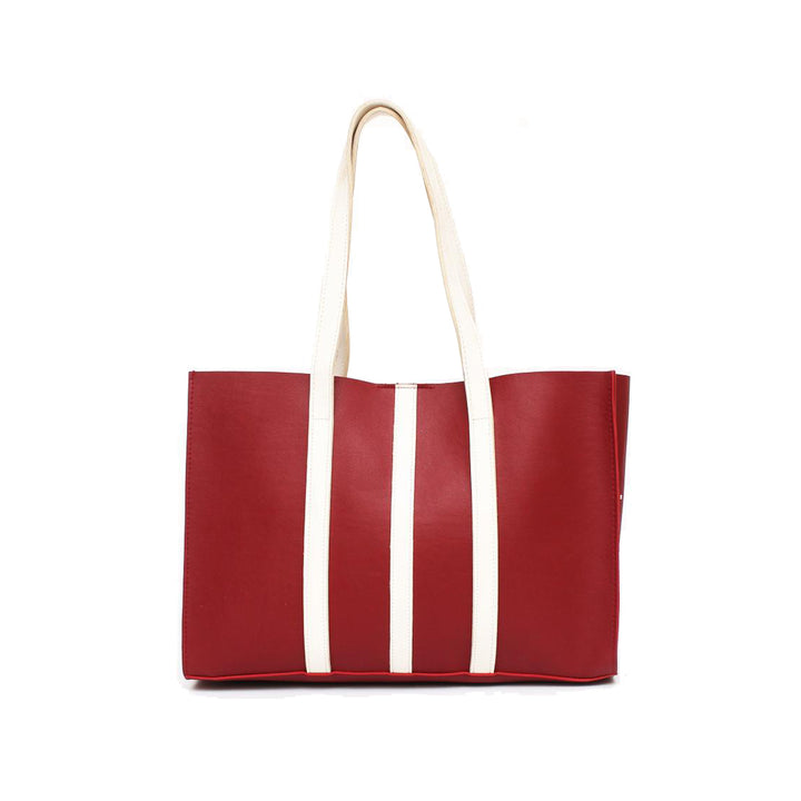 Contemporary Red and White Striped Tote Bag - Levo