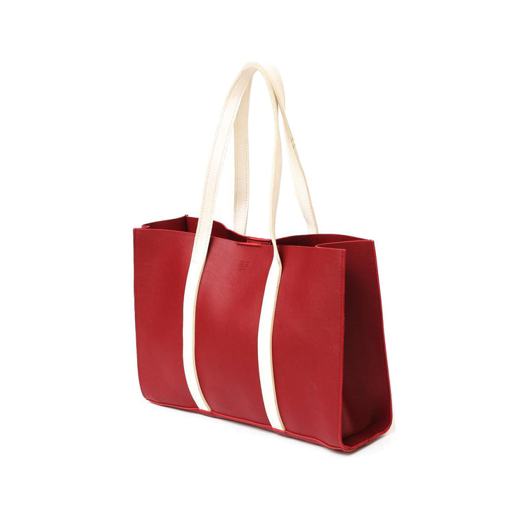 Contemporary Red and White Striped Tote Bag - Levo