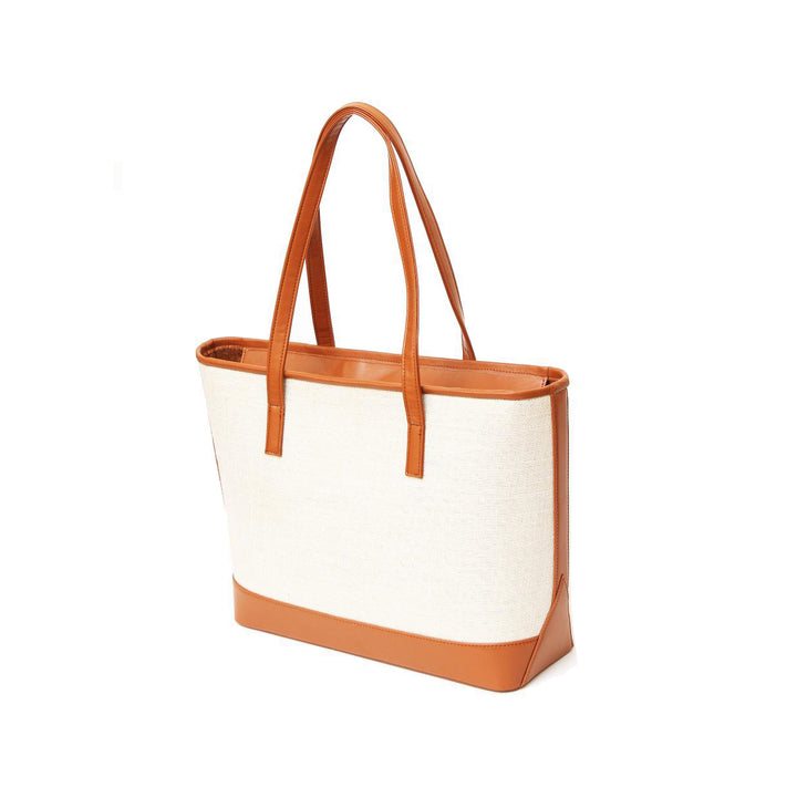 Modern Canvas and Leather Tote Bag - Levo
