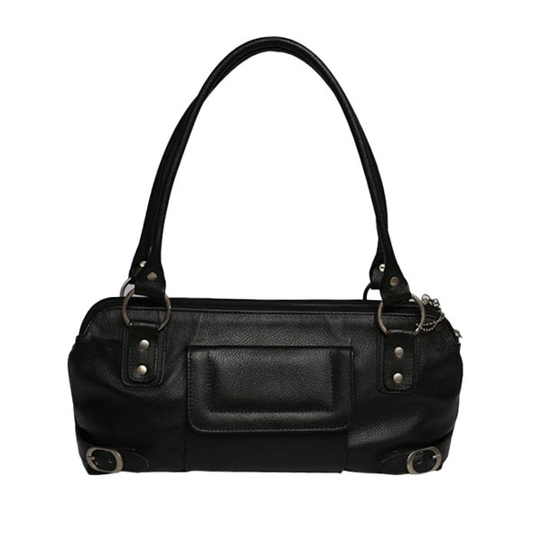 Elegant Black Leather Women's Handbag - Levo