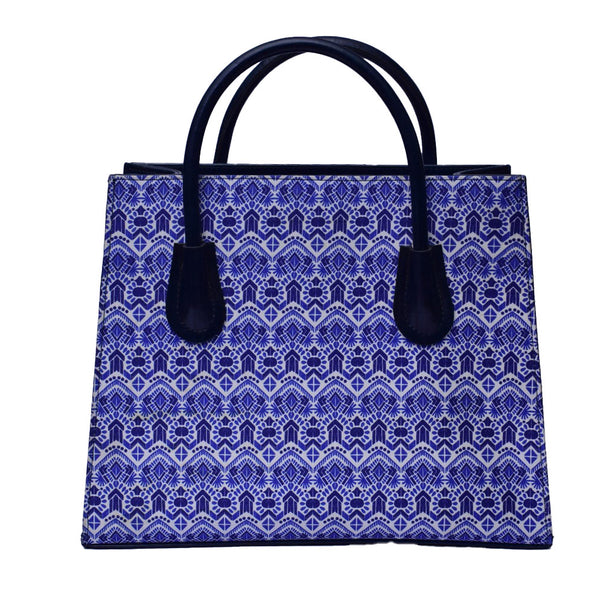 Elegant Blue Patterned Women Handbag - Levo