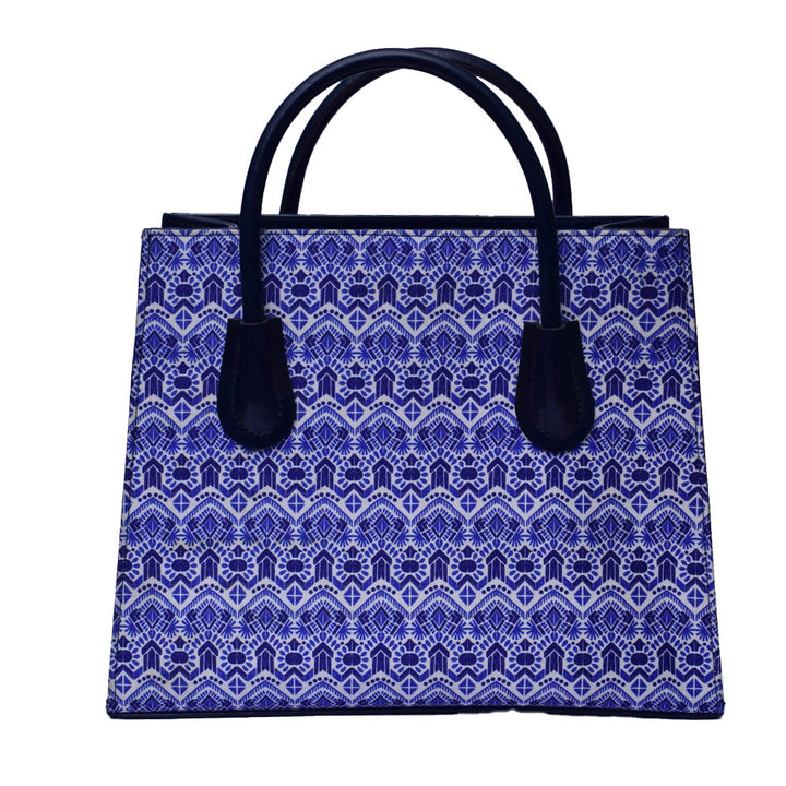 Elegant Blue Patterned Women Handbag - Levo