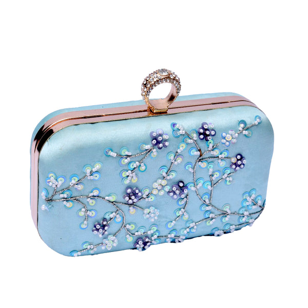 Elegant Embroidered Women’s Clutch – Floral Beaded Evening Bag - Levo