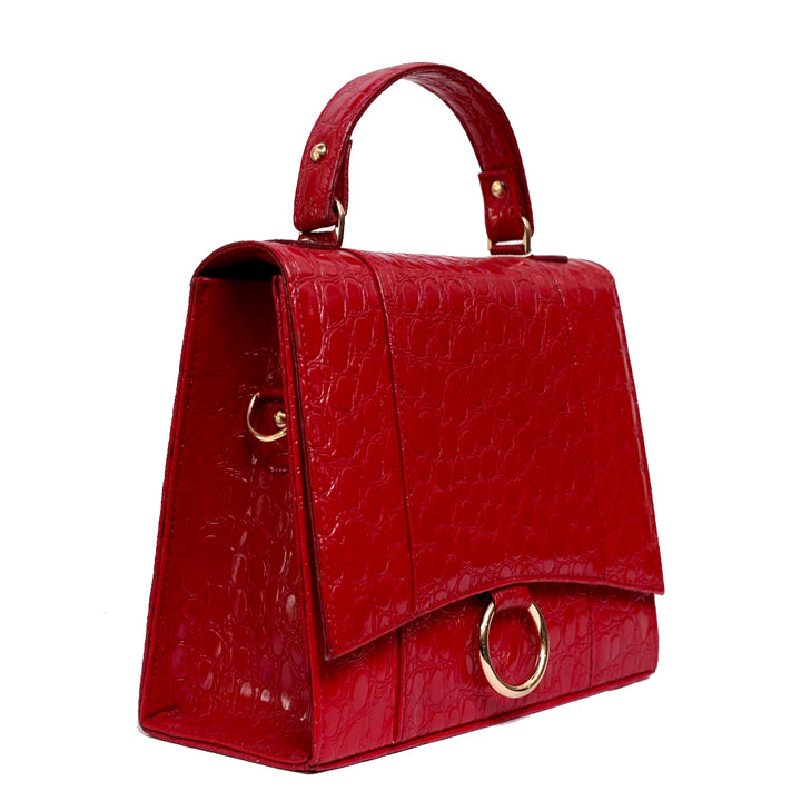 Elegant Red Croc-Embossed Women Handbag - Levo