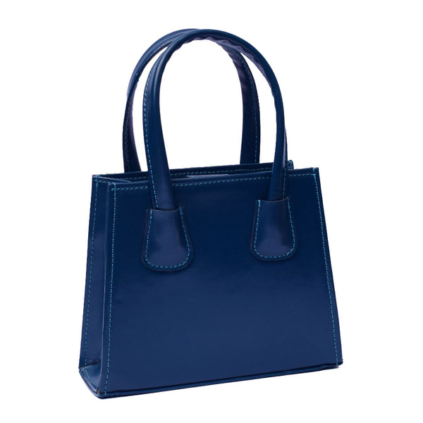 Stylish Navy Blue Leather Women's Handbag - Levo
