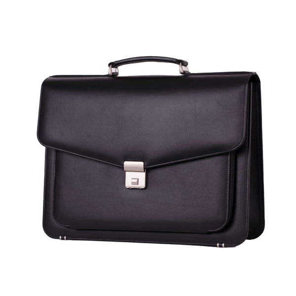 Elegant Black Faux Leather Men's Handbag - Levo