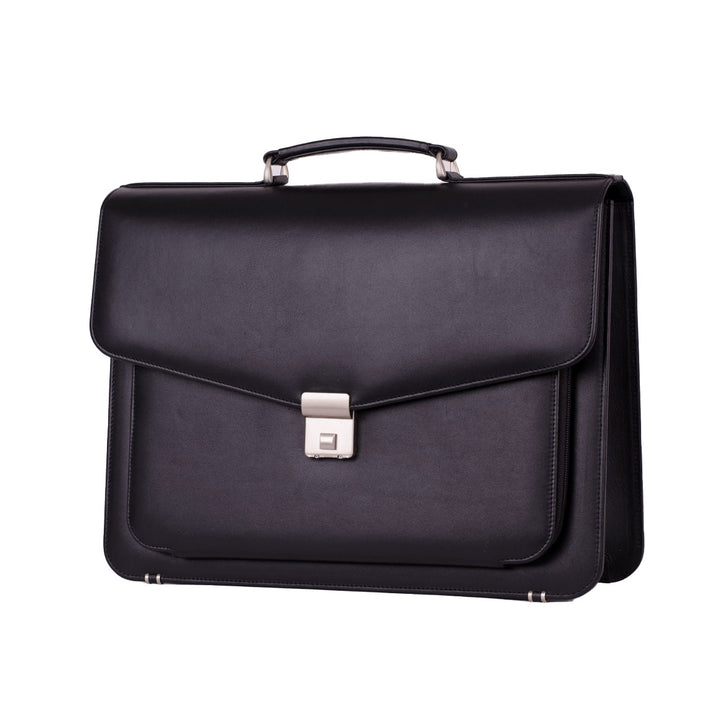 Elegant Black Faux Leather Men's Handbag - Levo