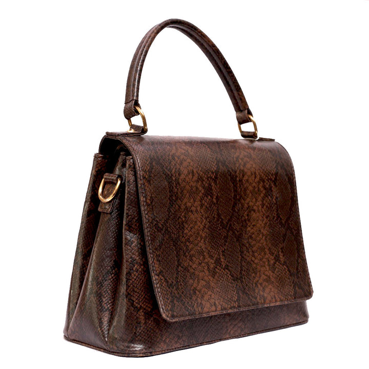 Elegant Brown Croc-Texture Women’s Handbag - Levo