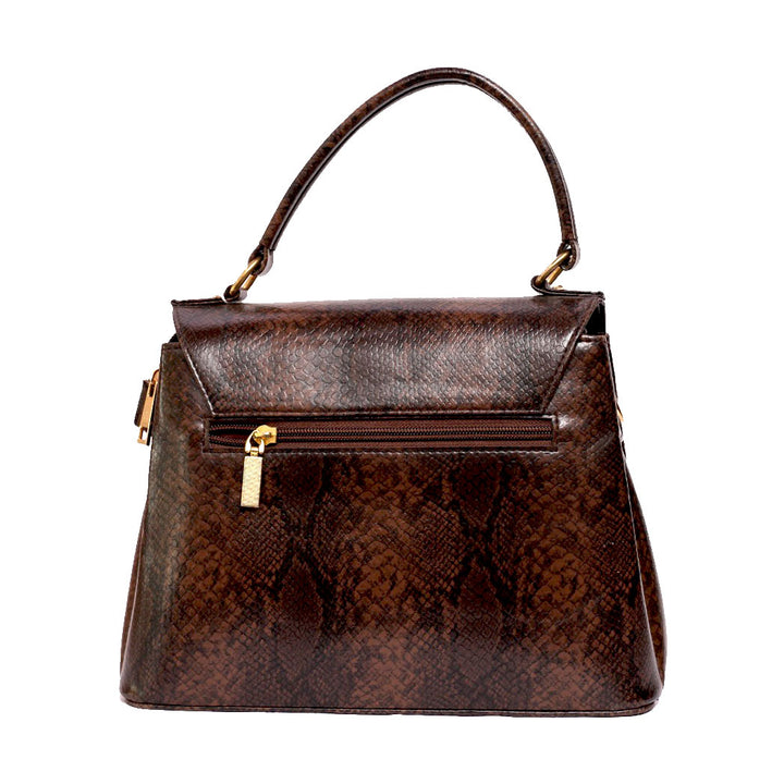 Elegant Brown Croc-Texture Women’s Handbag - Levo