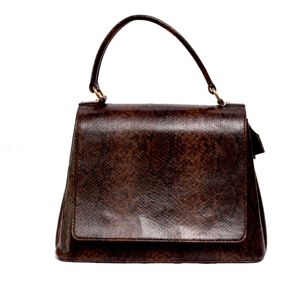 Elegant Brown Croc-Texture Women’s Handbag - Levo